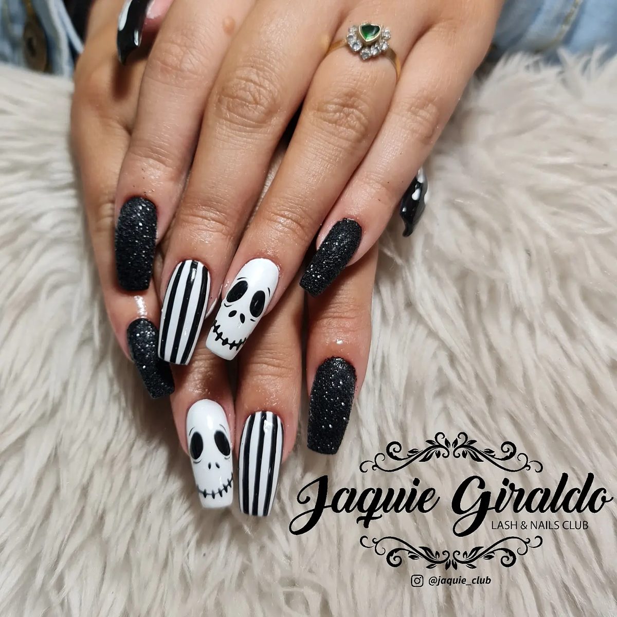Diseño de uñas estilo Halloween (Jack)